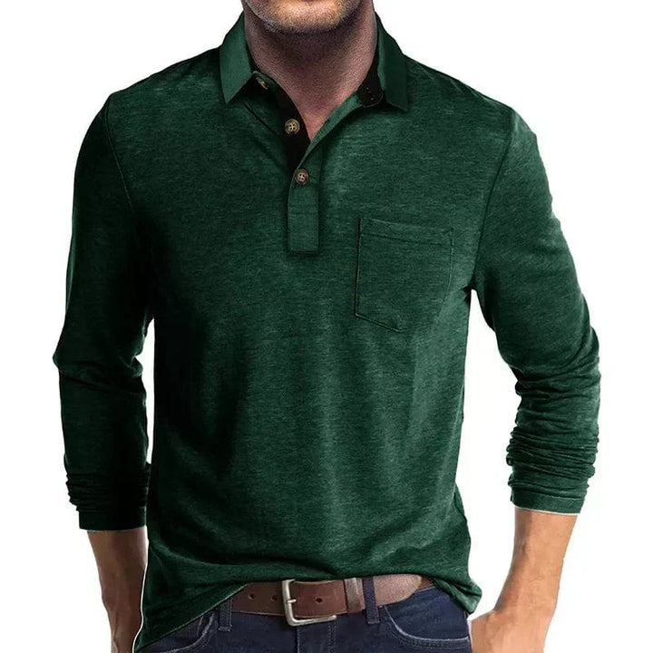 Pánský ležérní svetr s knoflíkovým límcem