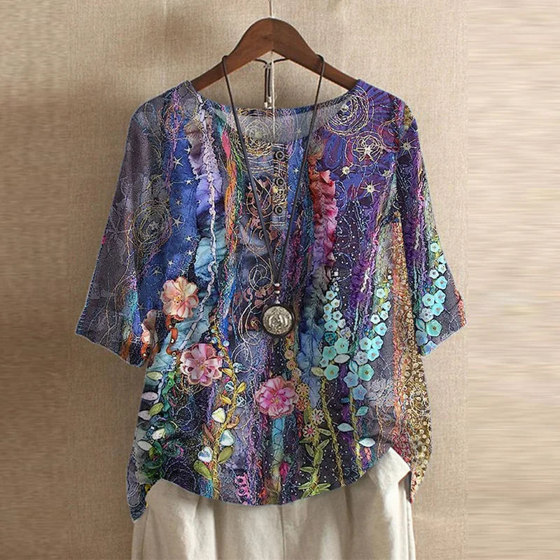 Blouse imprimé floral vintage femme