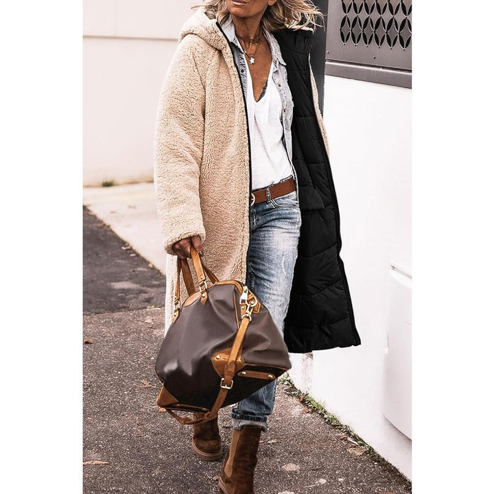 Manteau femme long matelassé à capuche