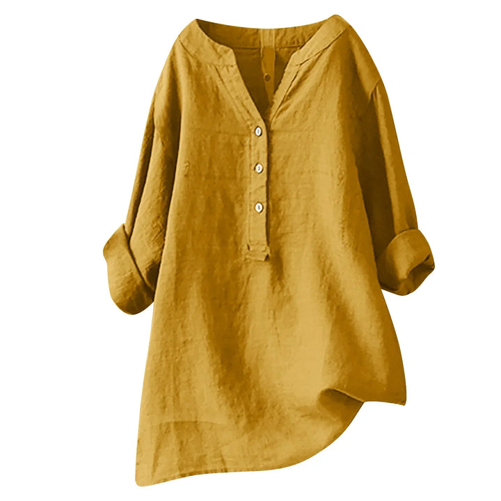 Blouse Femme Décontractée à Col V Boutonné