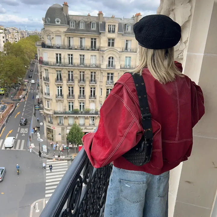 Blouson Bomber Oversized Rouge pour femme