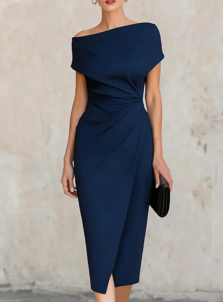 Robe Midi Plissée Fendue Femme Soirée