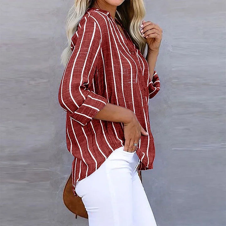 Camicia Donna a Righe Oversize con Taglio Casual