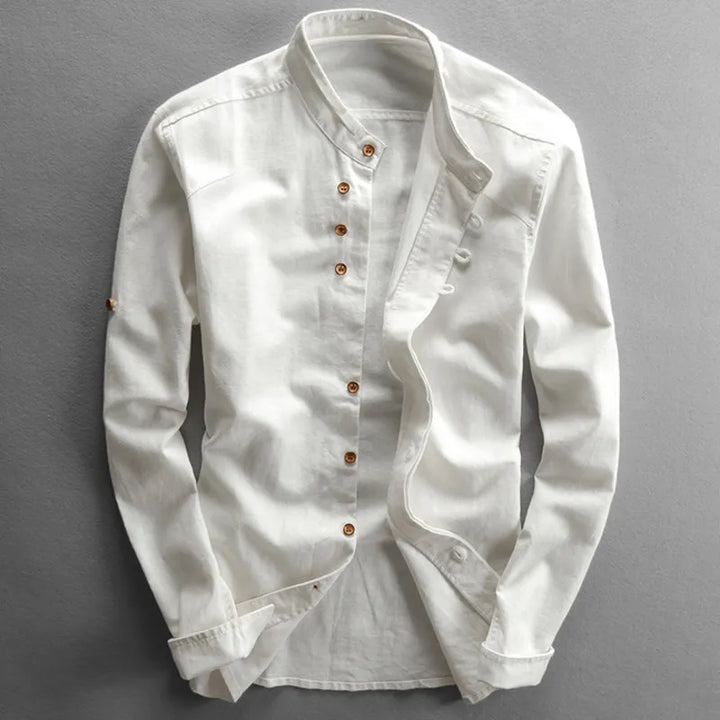 Camicia casual da uomo con colletto alla coreana