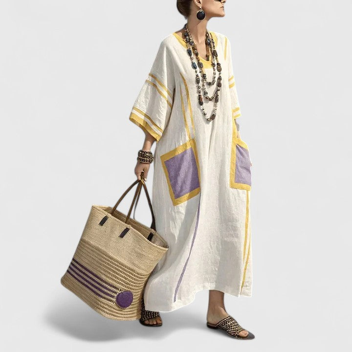 Robe Maxi Bohème à Motifs Ethniques pour Femme