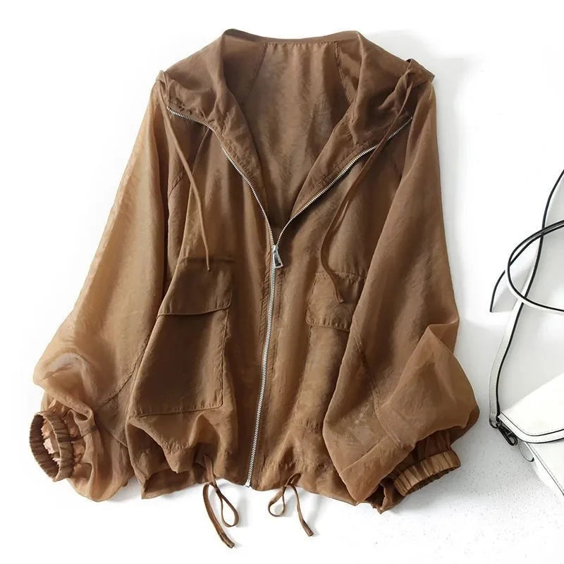 Veste à Capuche Femme Zippée Décontractée Coupe Ample