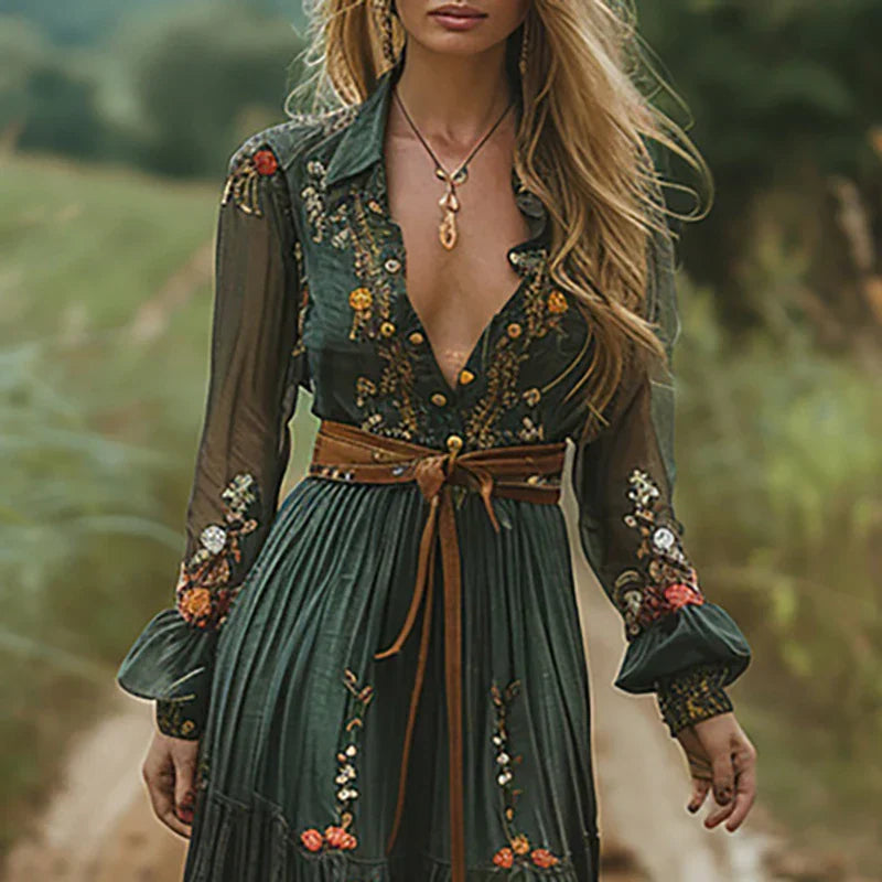 Abito maxi bohemien fluido da donna