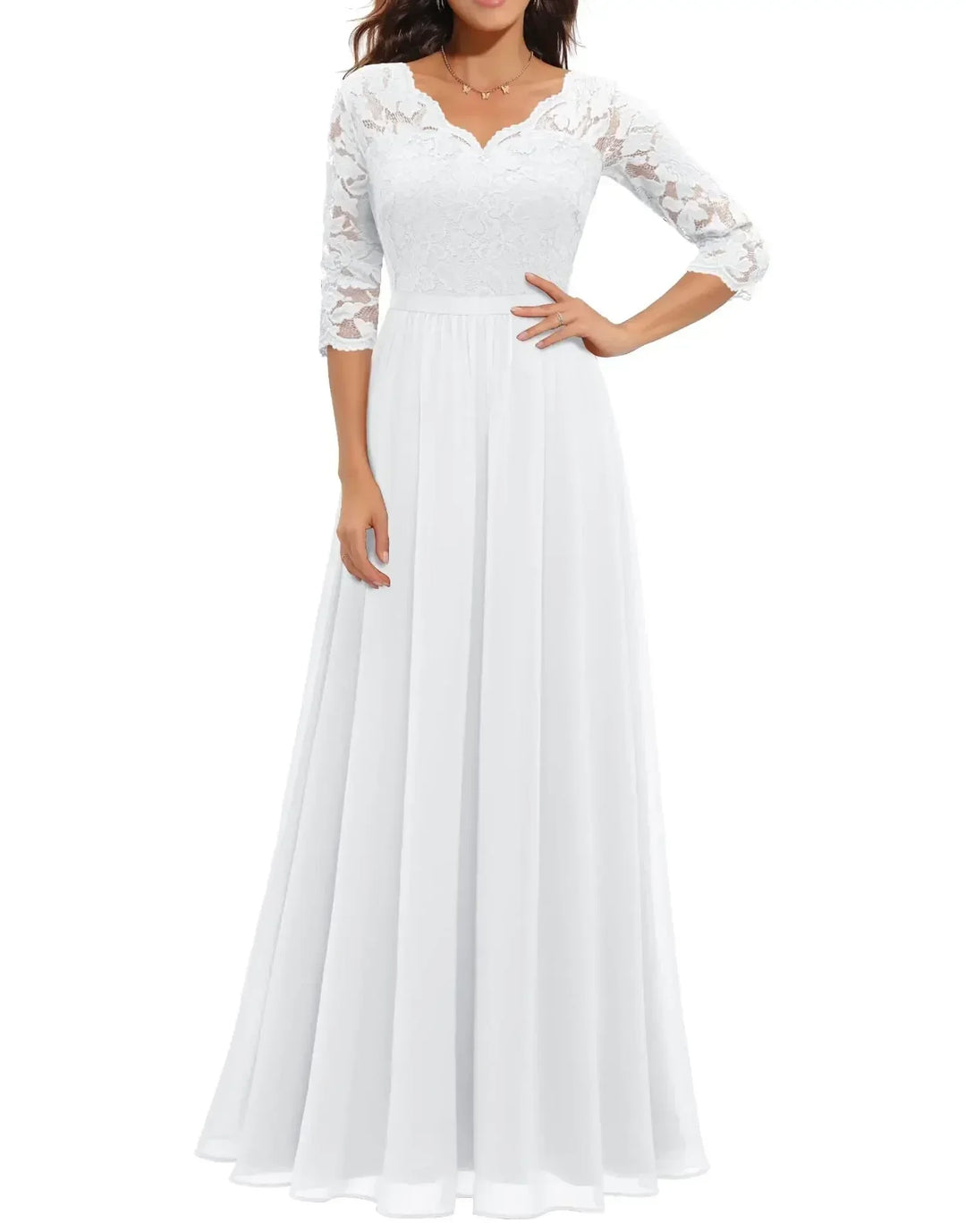 Robe Longue Femme en Dentelle Élégante
