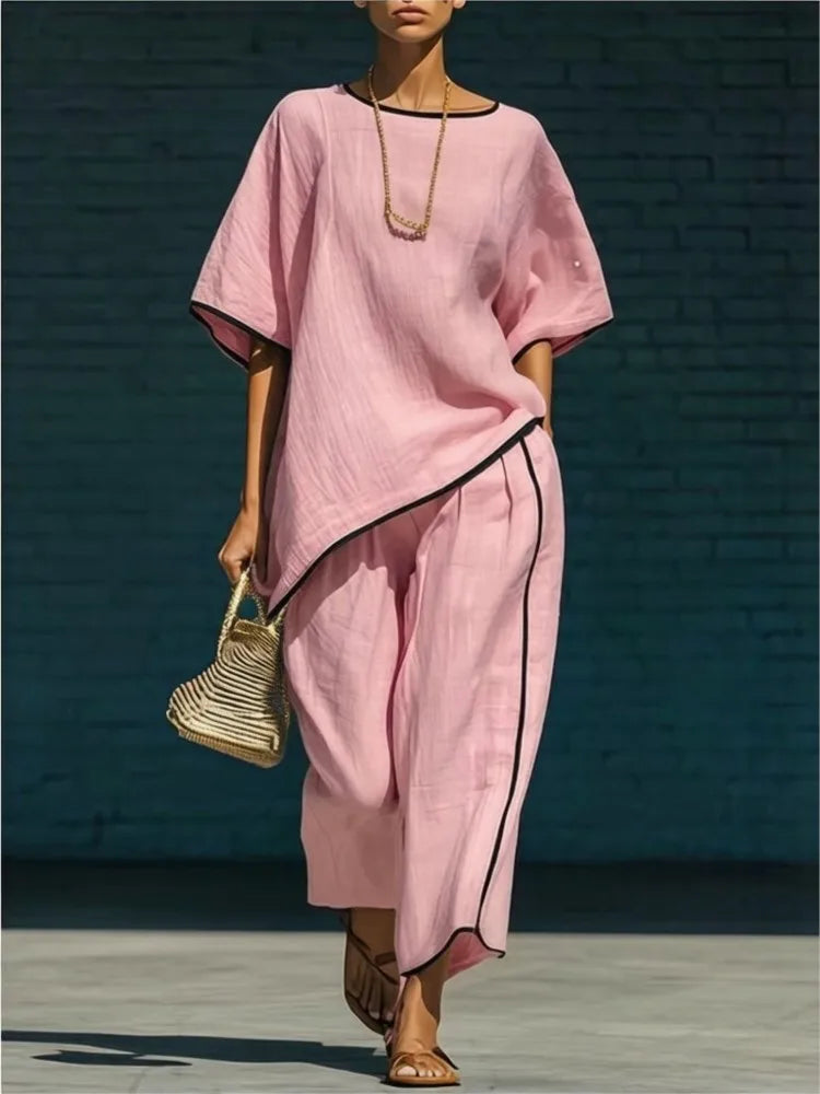 Chic Set with Flowing Tunic and Flared 7/8 Pants