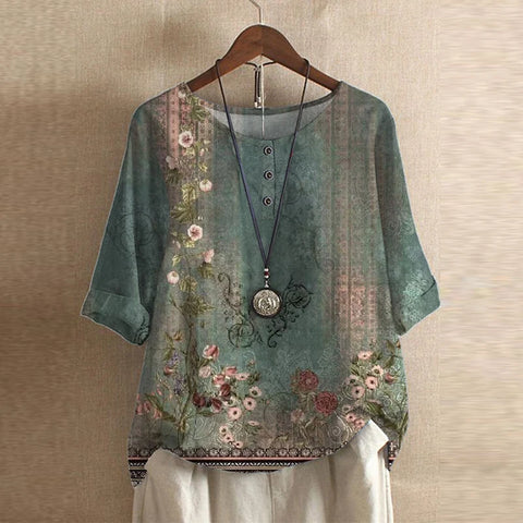 Blouse imprimé floral vintage femme