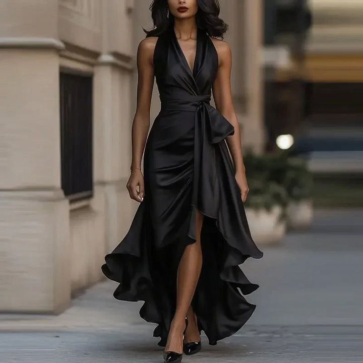 Robe de Soirée Femme Asymétrique à Épaules Dénudées et Coupe
