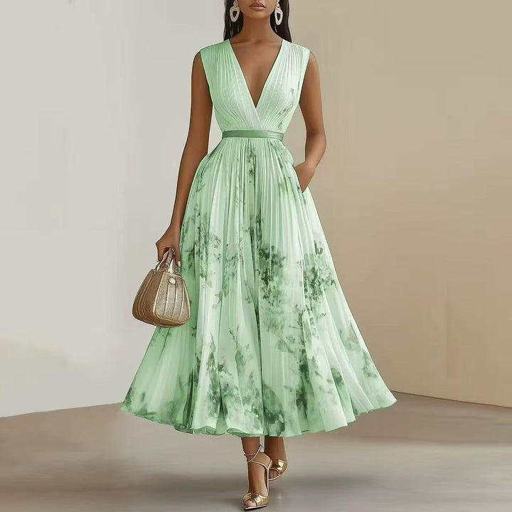 Robe Midi Fleurie à Col V pour Femme Romantique