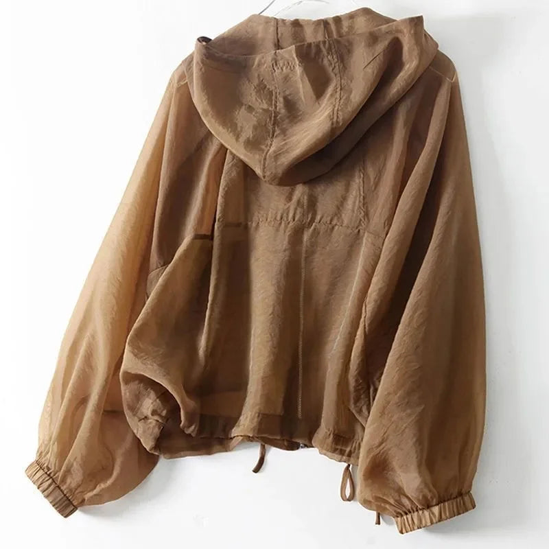 Veste à Capuche Femme Zippée Décontractée Coupe Ample