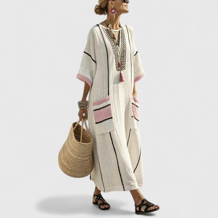 Robe Maxi Bohème à Motifs Ethniques pour Femme