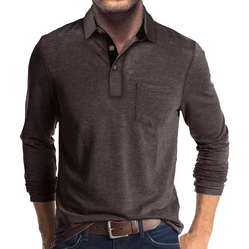 Pánský ležérní svetr s knoflíkovým límcem
