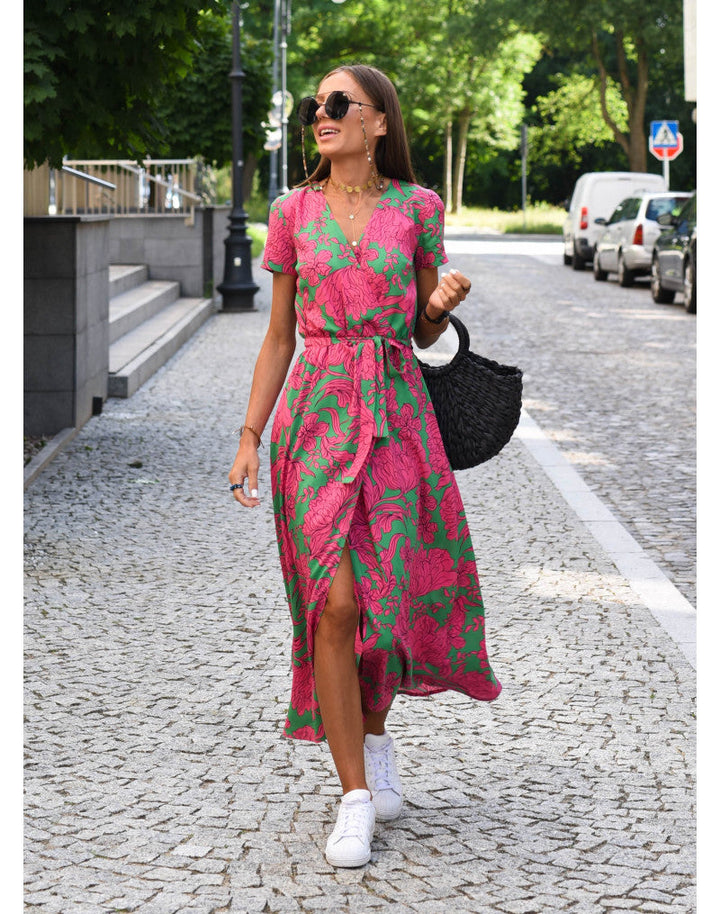 Robe Longue Portefeuille Fleurie – Légèreté & Élégance pour un Été Radieux