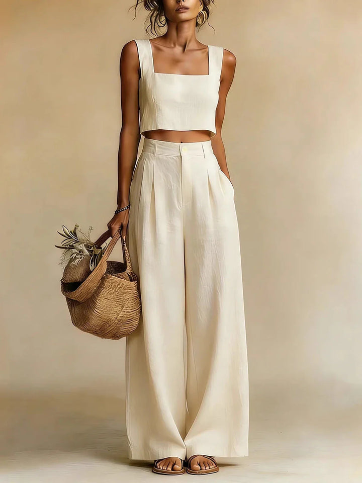 Ensemble Femme Palazzo avec Haut Élégant et Pantalon Fluide