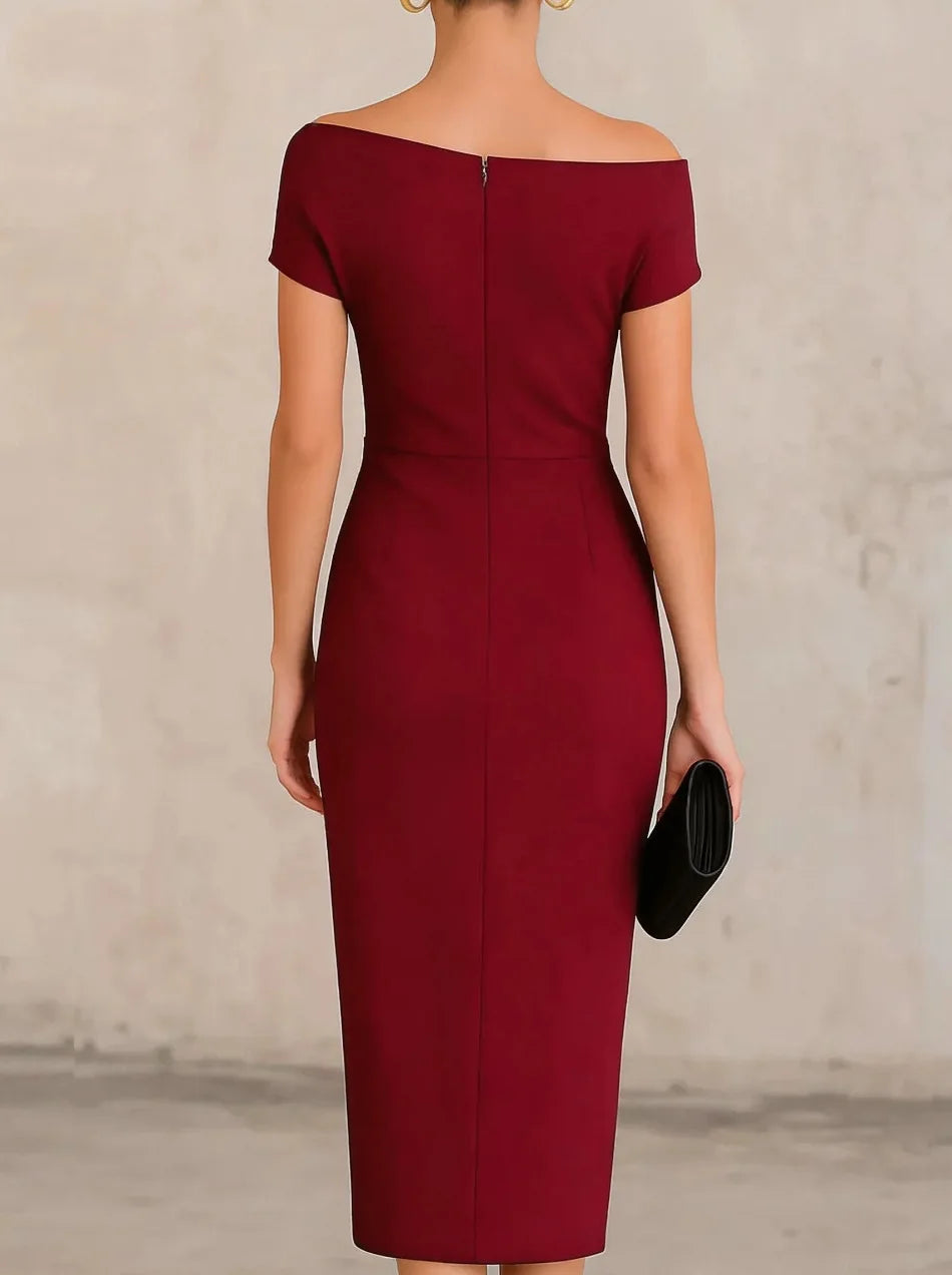 Robe Midi Plissée Fendue Femme Soirée