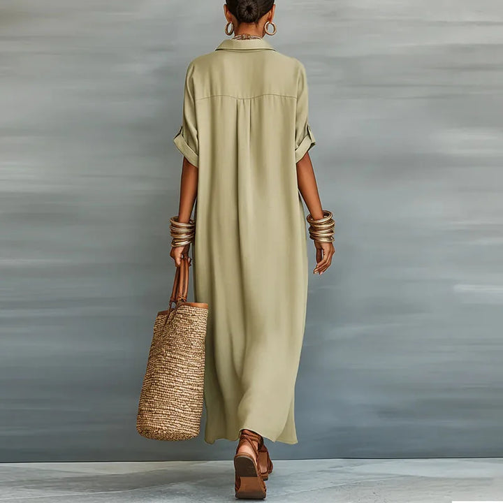 Robe Chemise Longue Décontractée pour Femme Fluide