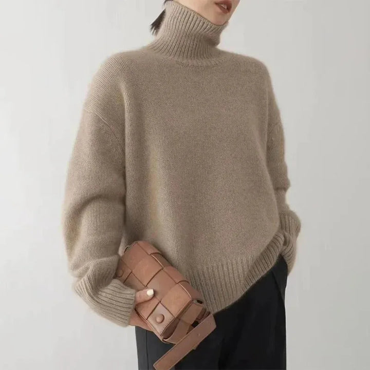 Pull femme à col roulé en maille douce et chaude