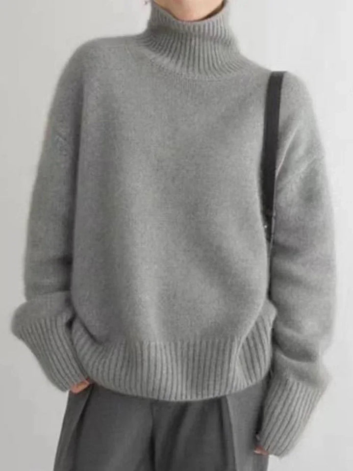 Pull femme à col roulé en maille douce et chaude