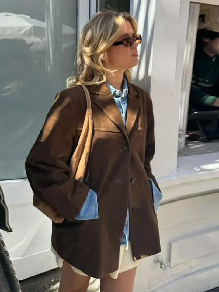 Blazer Oversize Décontracté d'Inspiration Vintage pour Femme