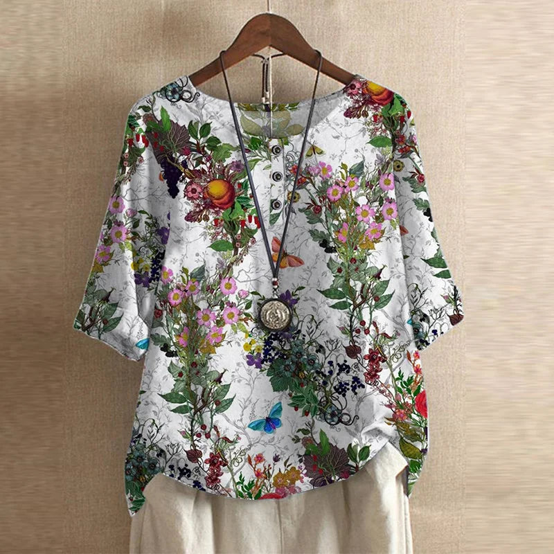 Blouse imprimé floral vintage femme