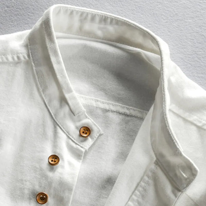 Camicia casual da uomo con colletto alla coreana