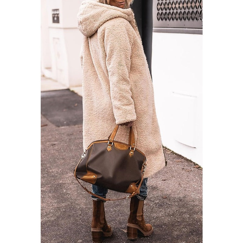 Manteau femme long matelassé à capuche