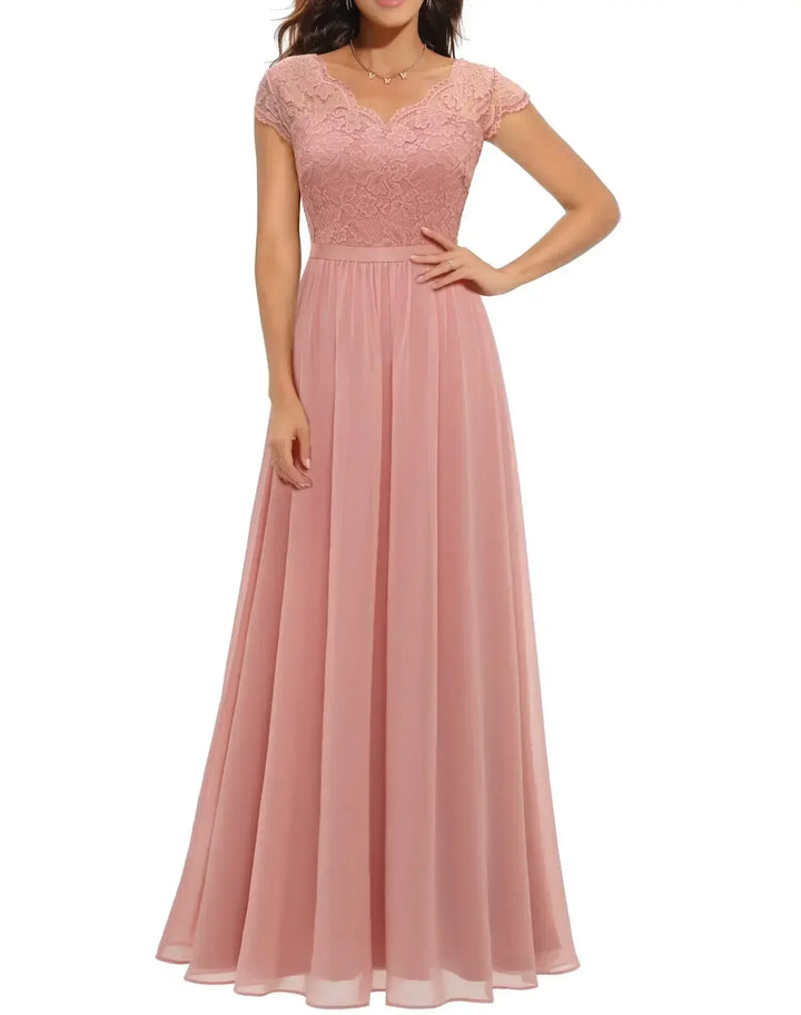 Robe Longue Femme en Dentelle Élégante