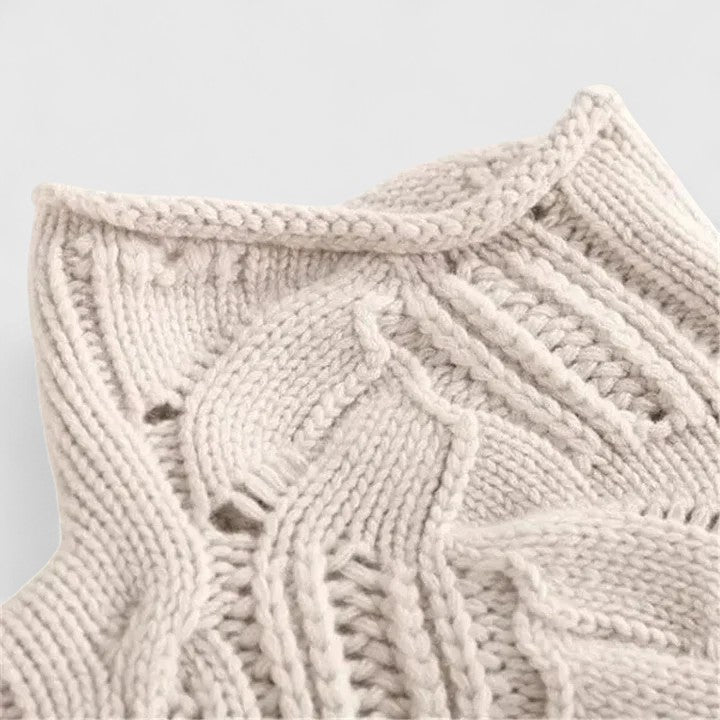 Pullover da donna a collo alto con motivo a trecce