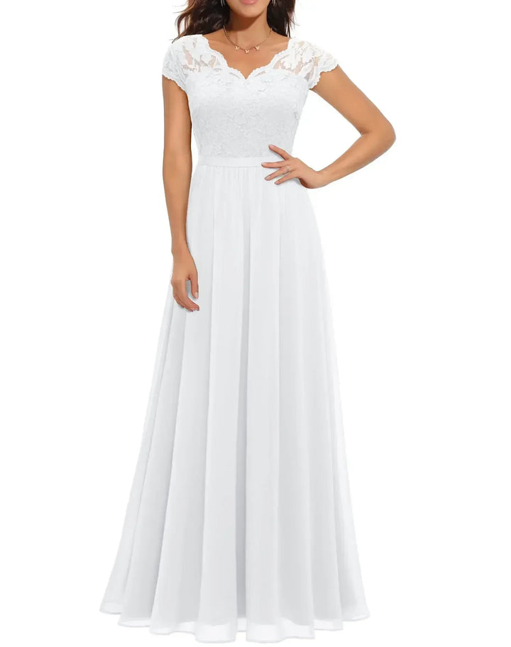 Robe Longue Femme en Dentelle Élégante