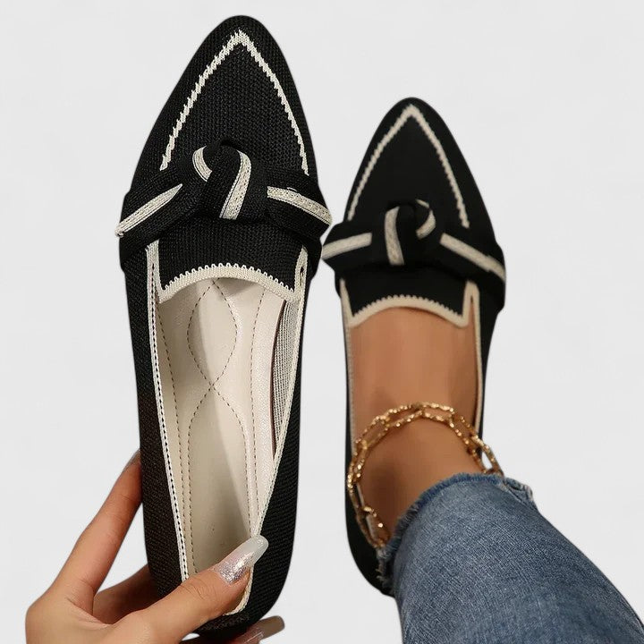 Chaussures Plates Pour Femme à Bout Pointu et Détail Nœud