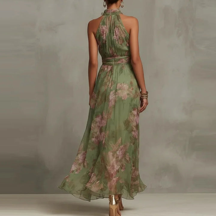 Robe Longue Fleurie Femme à Col Halter