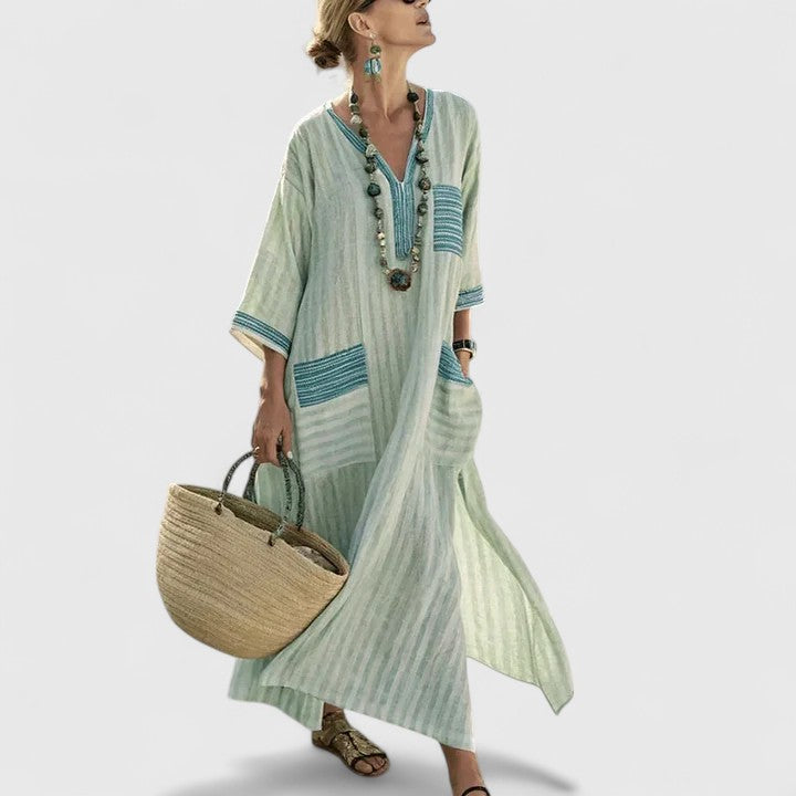 Robe Maxi Bohème à Motifs Ethniques pour Femme