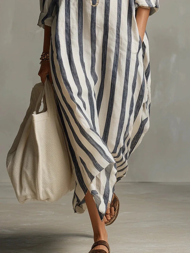 Vestito Camicia Lunga a Righe da Donna