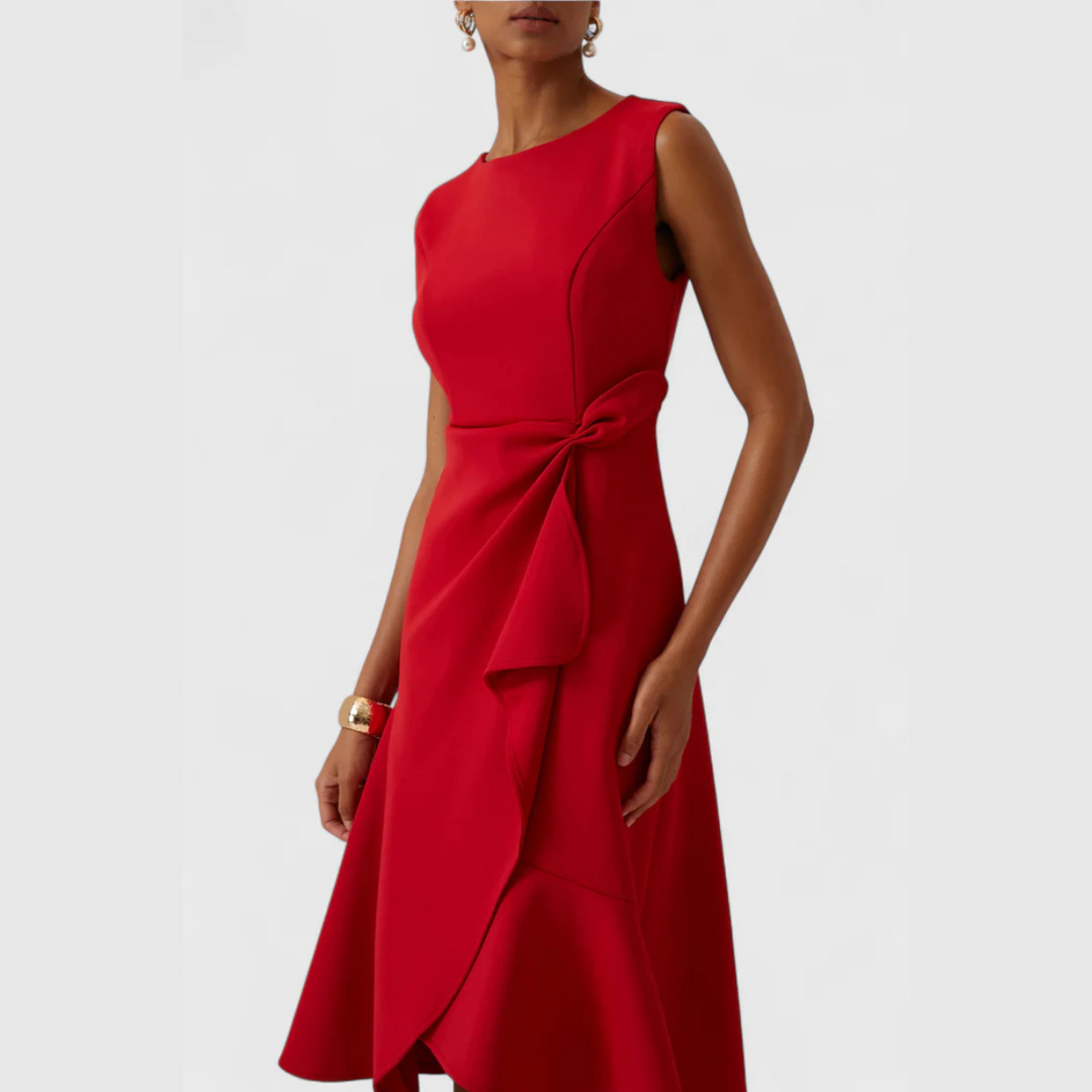 Robe Élégante Sans Manches à Taille Drapée pour Femme