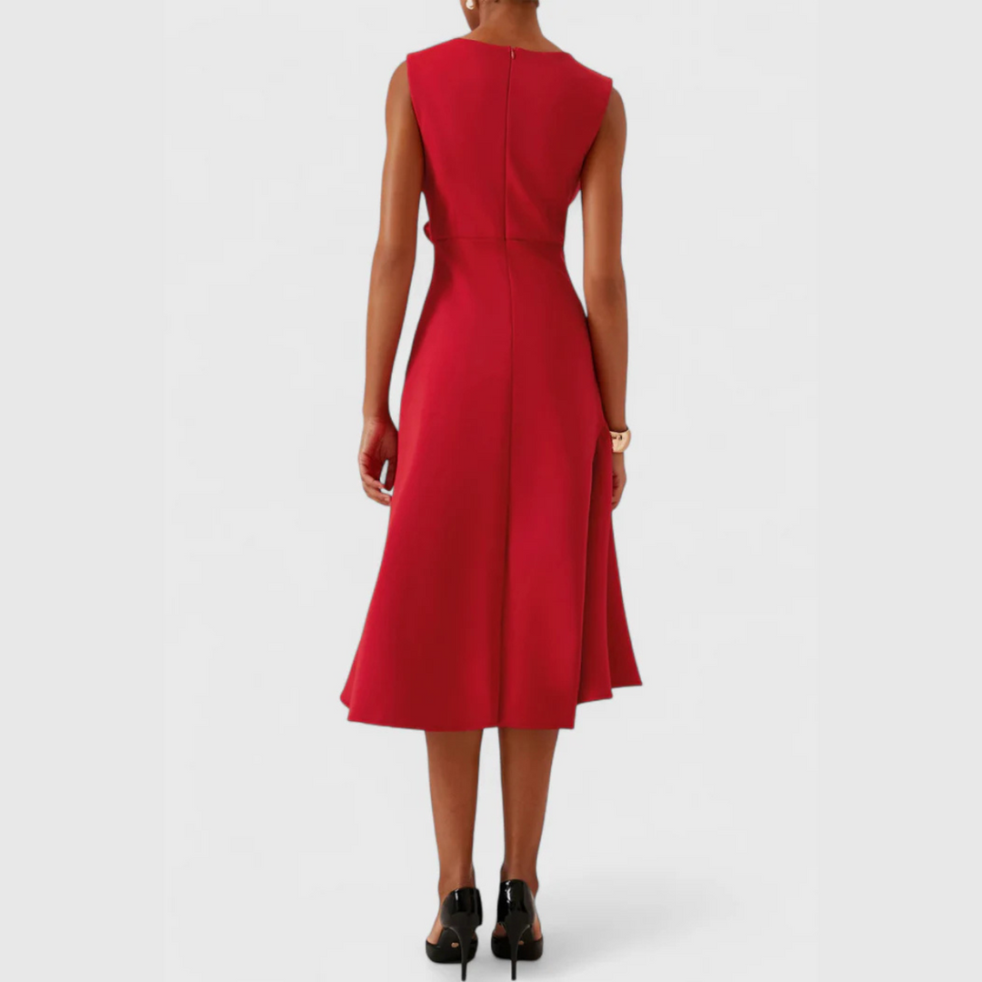 Robe Élégante Sans Manches à Taille Drapée pour Femme