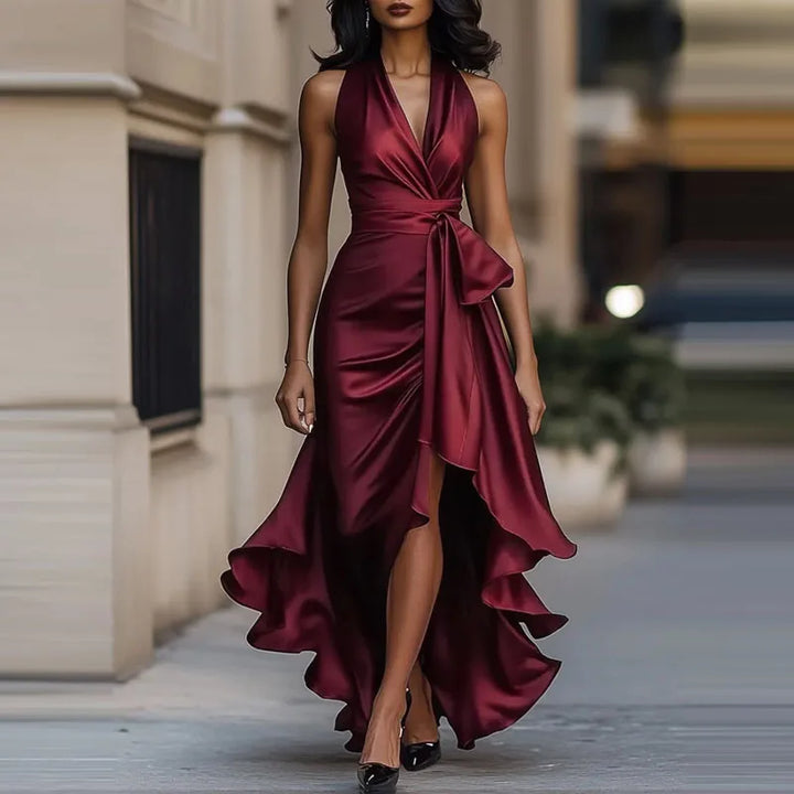 Robe de Soirée Femme Asymétrique à Épaules Dénudées et Coupe
