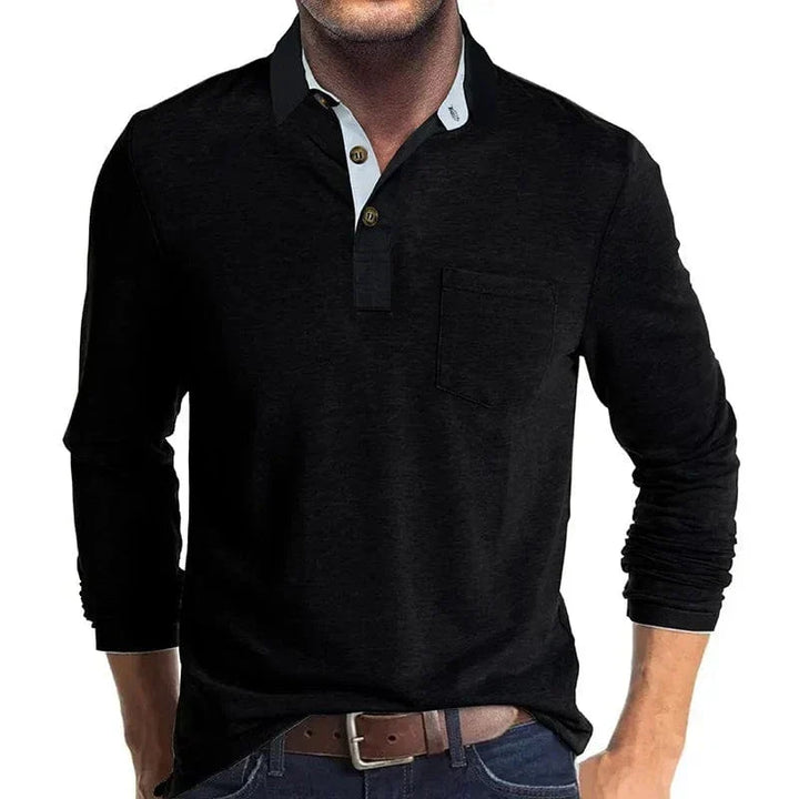 Pánský ležérní svetr s knoflíkovým límcem