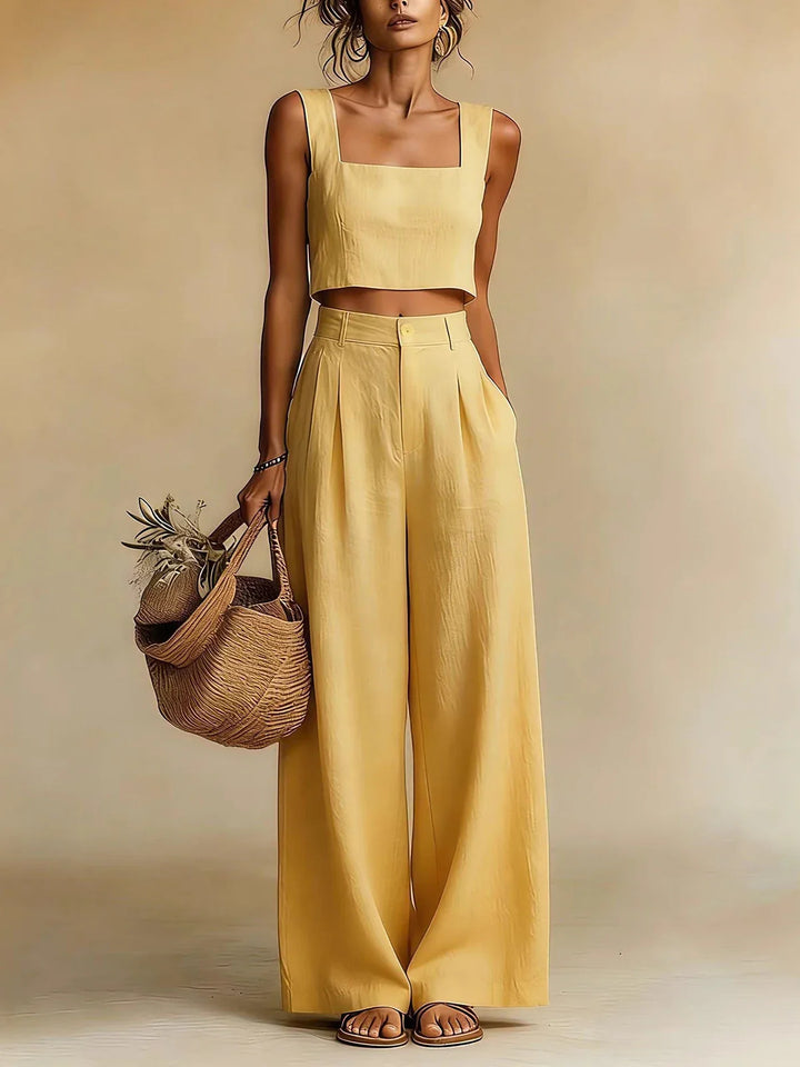 Ensemble Femme Palazzo avec Haut Élégant et Pantalon Fluide