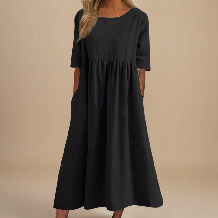 Robe midi lin taille empire femme