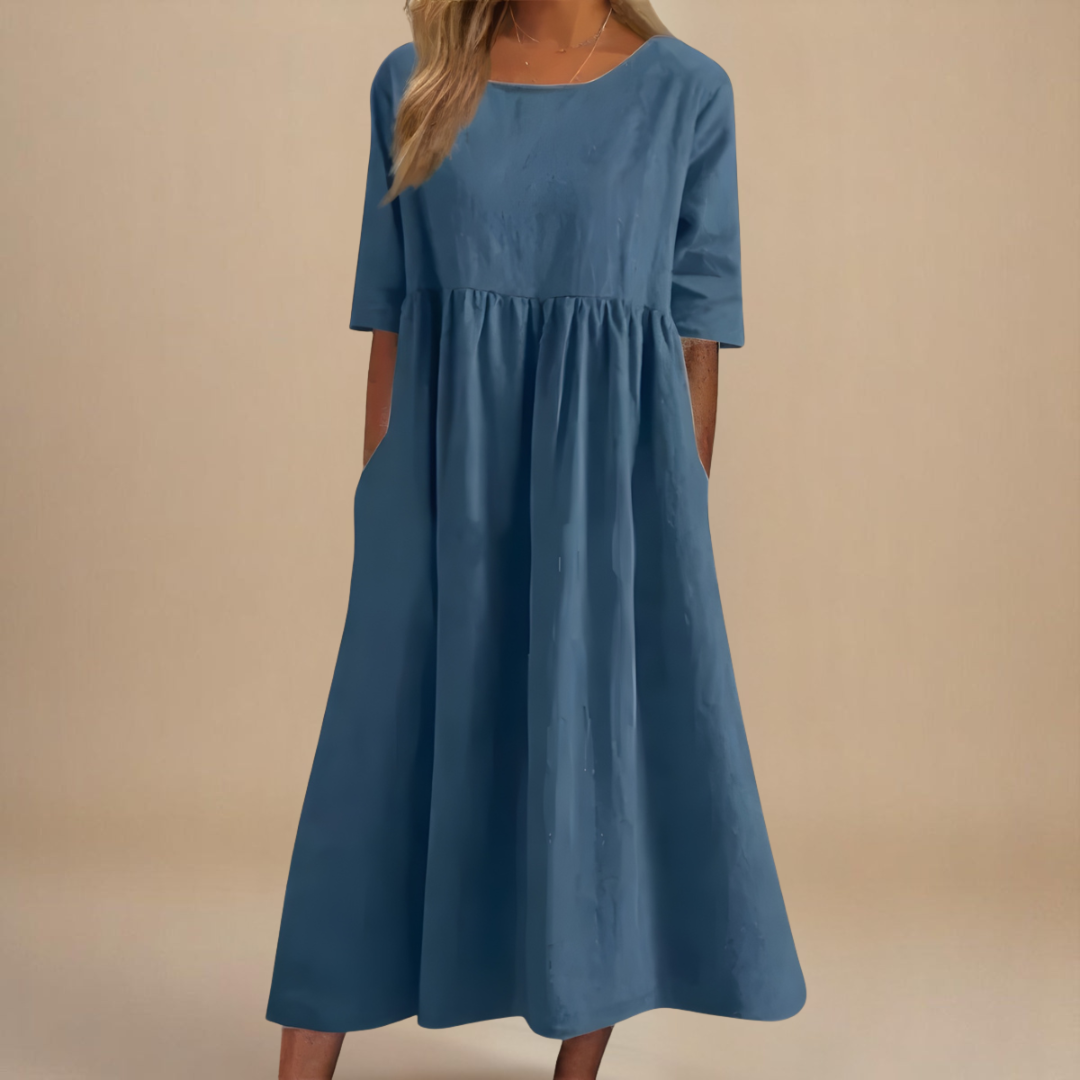 Women's empire waist linen midi dress – Marlovale