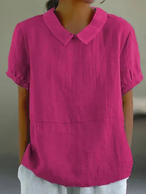 Blouse lin col Claudine femme manches courtes