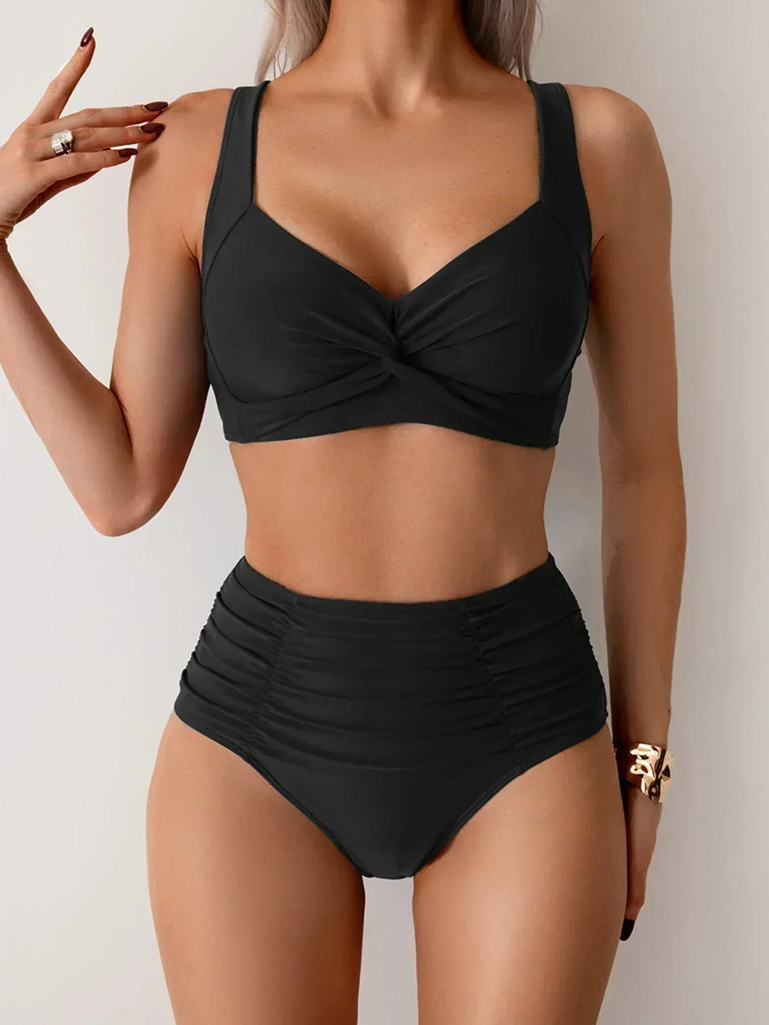 Bañador de mujer bikini de talle alto cruzado