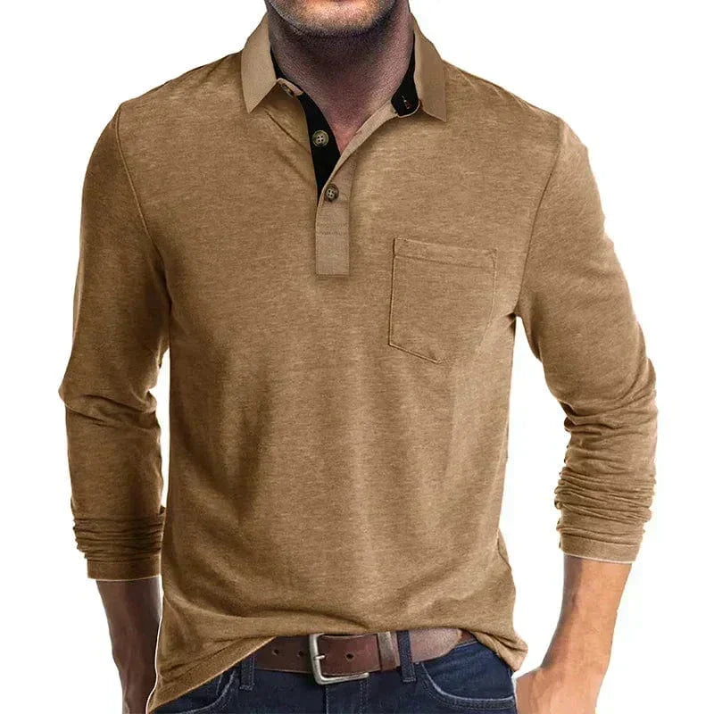 Pánský ležérní svetr s knoflíkovým límcem
