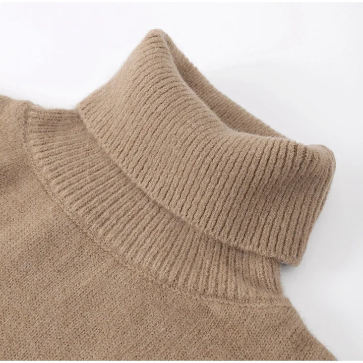 Pull femme à col roulé en maille douce et chaude
