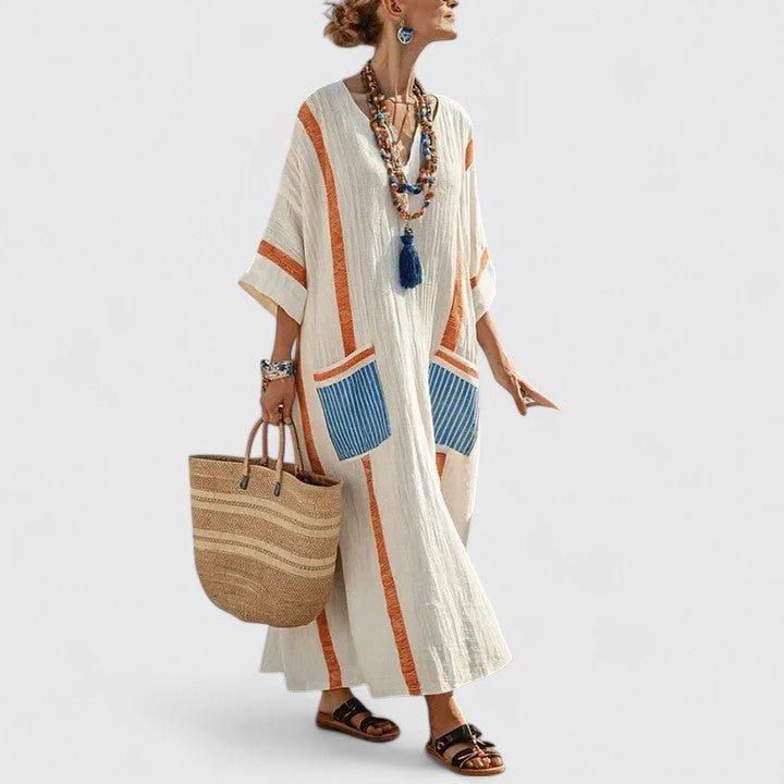 Robe Maxi Bohème à Motifs Ethniques pour Femme