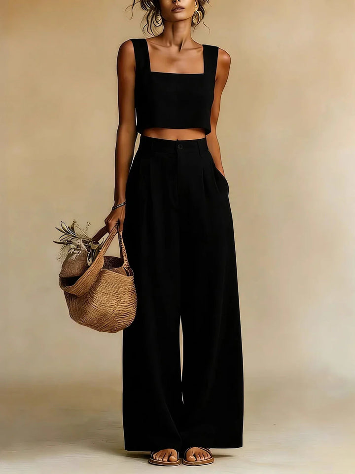 Ensemble Femme Palazzo avec Haut Élégant et Pantalon Fluide