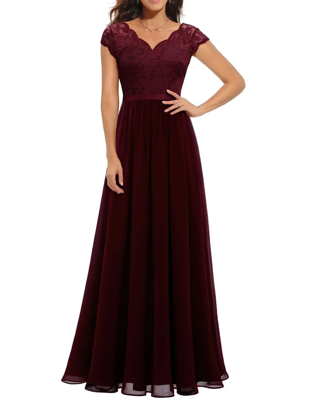 Robe Longue Femme en Dentelle Élégante
